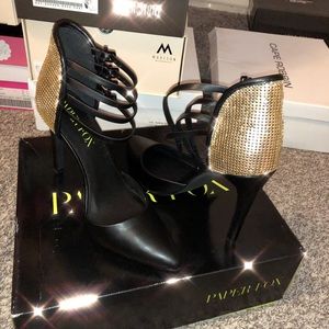 Black and Gold Heels
